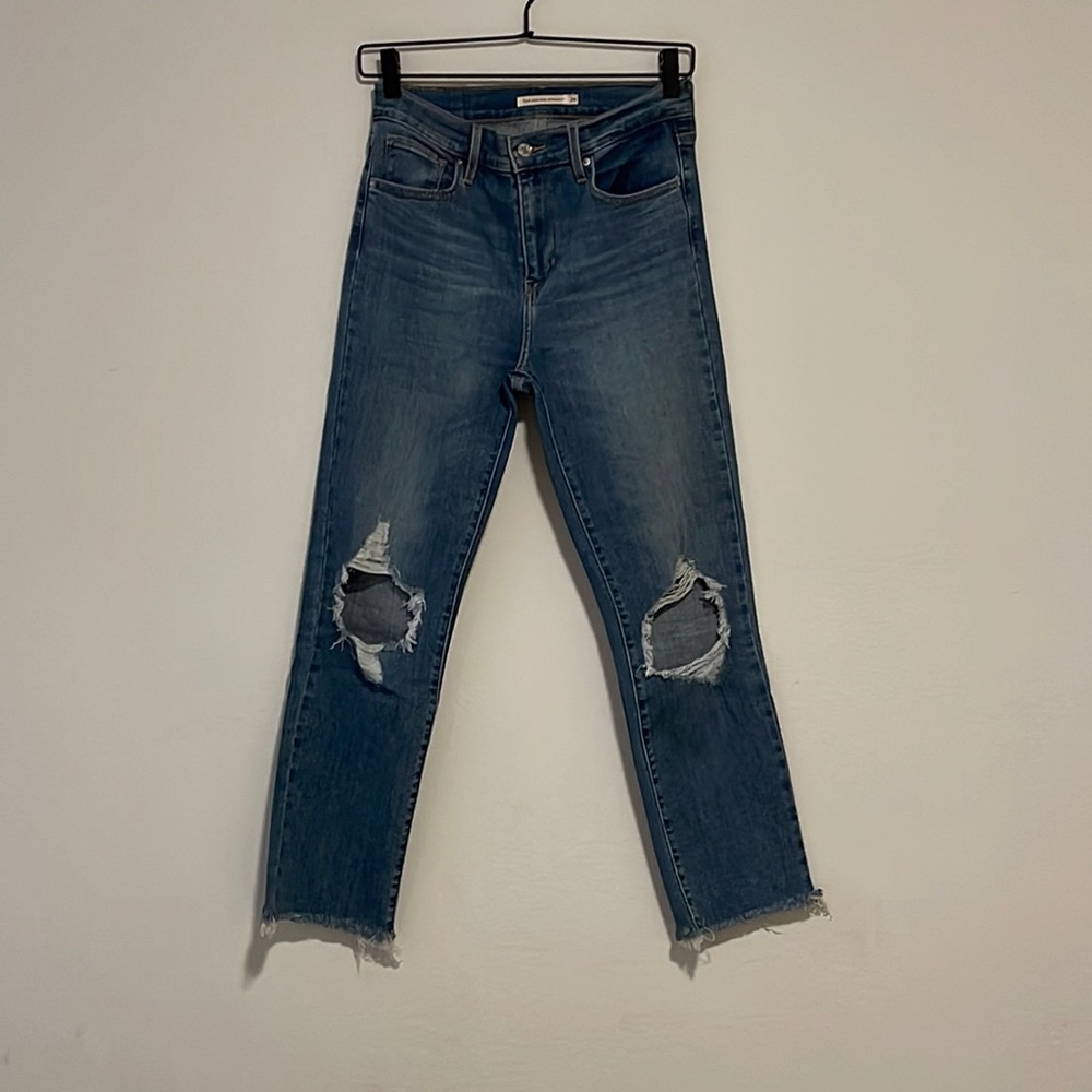 levi’s high rise straight jeans